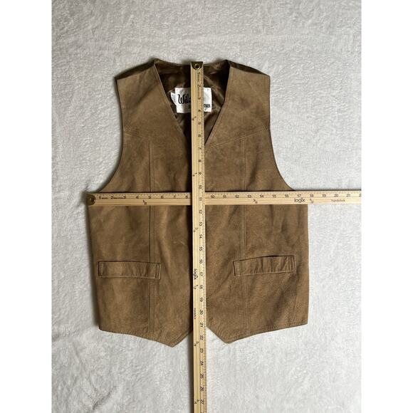 Wilson's Men's Suede Vest Sz M Brown Tan Adjustable Country Western Cowboy Rodeo - Picture 6 of 7